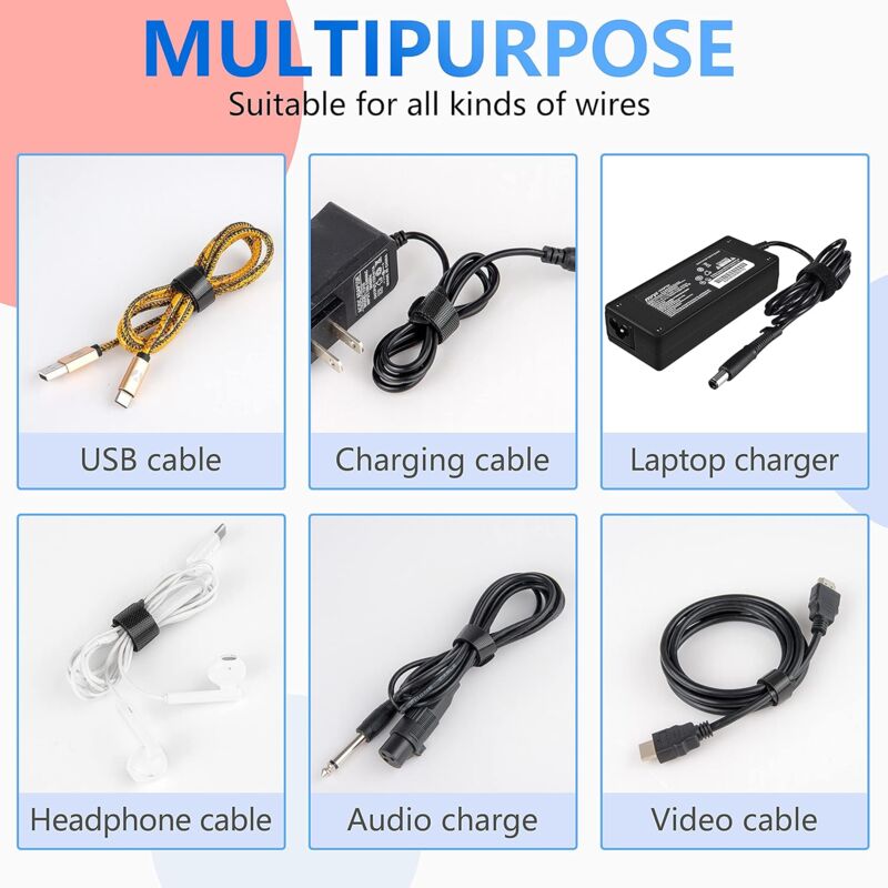 60 Pack Black Reusable Cable Ties Adjustable Hook And Loop Cable Management For Pc Cable Organizer Tv Office V1188-MS-227-2249