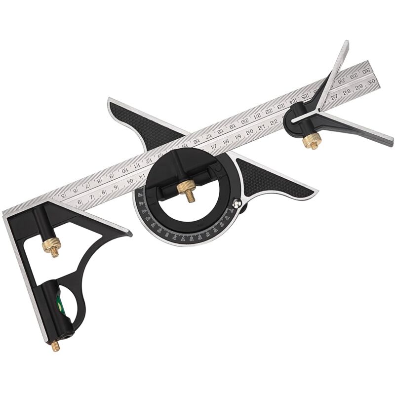 Metal Combination Square Multi-Function Carpentry Ruler Combination Angle Ruler With Zero Level Protractor V1188-MS-227-2253