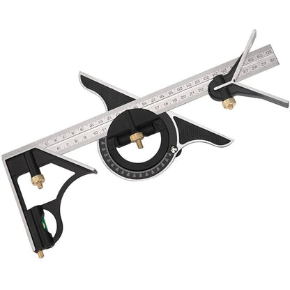 Metal Combination Square Multi-Function Carpentry Ruler Combination Angle Ruler With Zero Level Protractor V1188-MS-227-2253