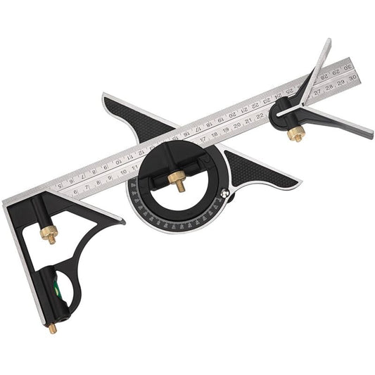 Metal Combination Square Multi-Function Carpentry Ruler Combination Angle Ruler With Zero Level Protractor V1188-MS-227-2253