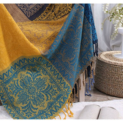 Cotton Single Sofa Blanket, Knitted Fringed Blanket, Double Sided Patchwork, Decorative Warm Blanket For Home V1188-MS-227-2255