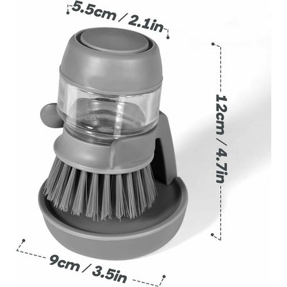 Soap Dispensing Dish Brush, Kitchen Hand Brush For Cleaning Dishes, Pots, Pans And Sinks -- Gray V014Dcbgre V1188-MS-227-2262