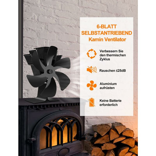 Wood Stove Fan 6 Blades Heat Powered Fireplace Fan Quiet Fan With Overheat Protection For Wood Burning Stove V1188-MS-227-2263