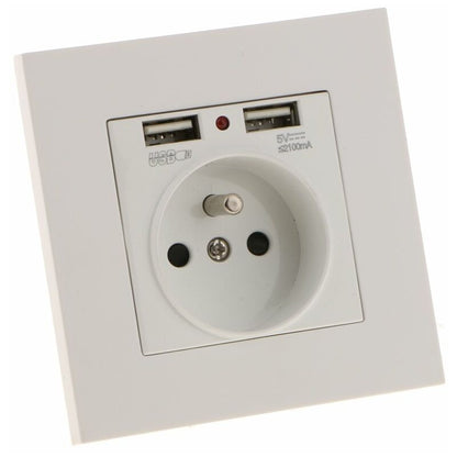 Sharplace Wall Socket, Wall Socket, Dual Usb 5V/2100Ma, 2 Port Usb Socket Convenient And Easy To Manage V1188-MS-227-2266
