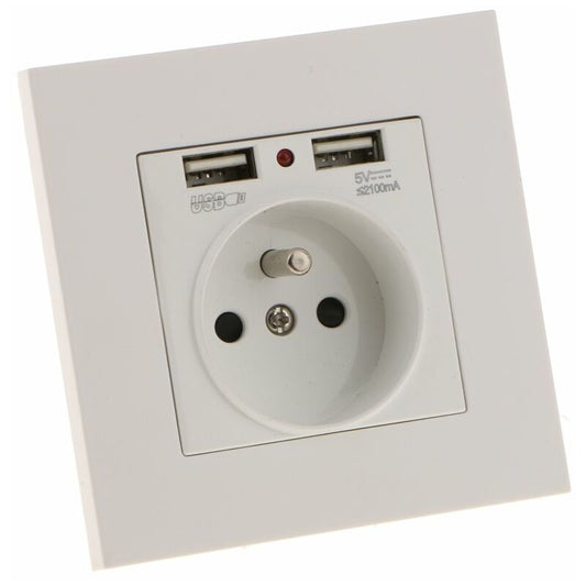 Sharplace Wall Socket, Wall Socket, Dual Usb 5V/2100Ma, 2 Port Usb Socket Convenient And Easy To Manage V1188-MS-227-2266