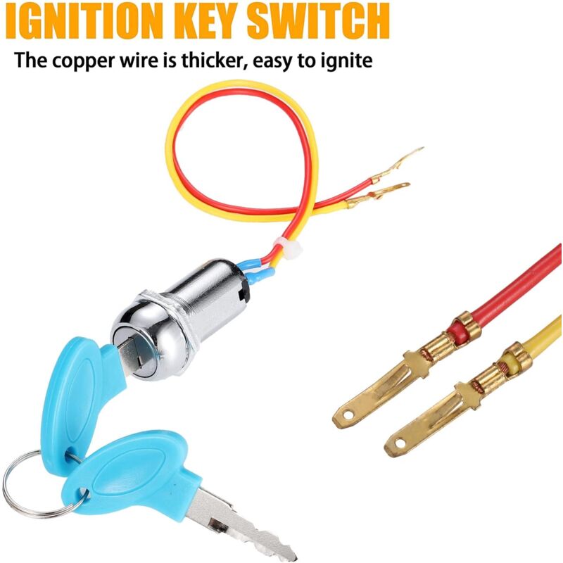 2 Wire Ignition Switch, Key Start Switch With 2 On-Off Buttons For Electric Scooter Atv Moped Go Kart V1188-MS-227-2269