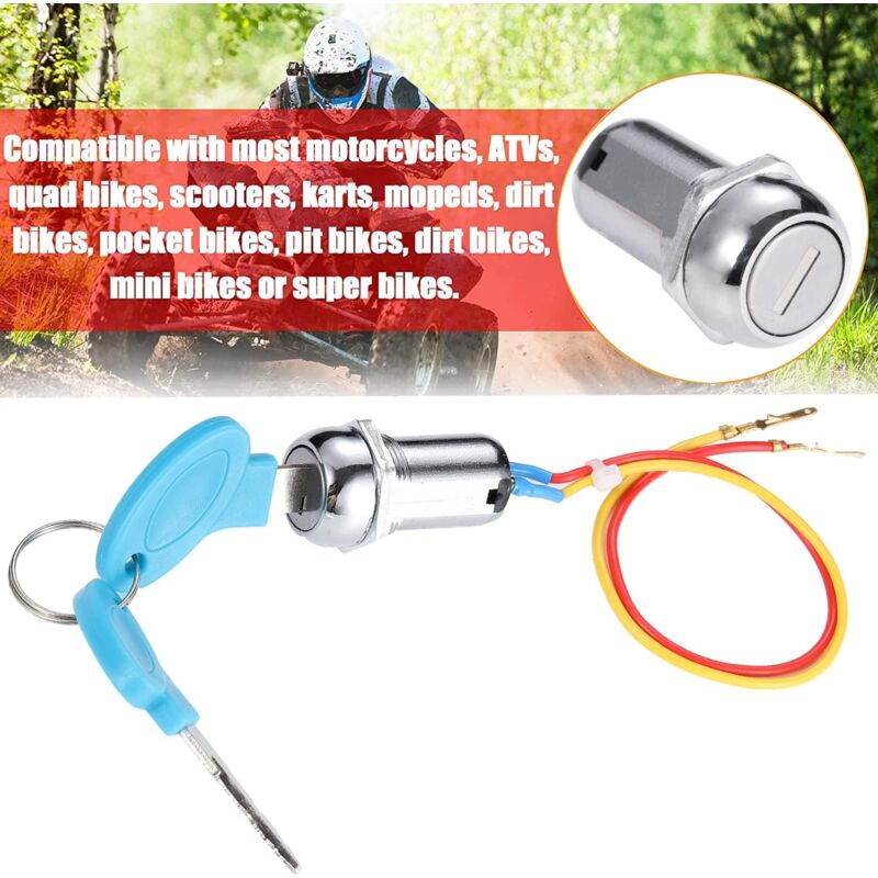 2 Wire Ignition Switch, Key Start Switch With 2 On-Off Buttons For Electric Scooter Atv Moped Go Kart V1188-MS-227-2269