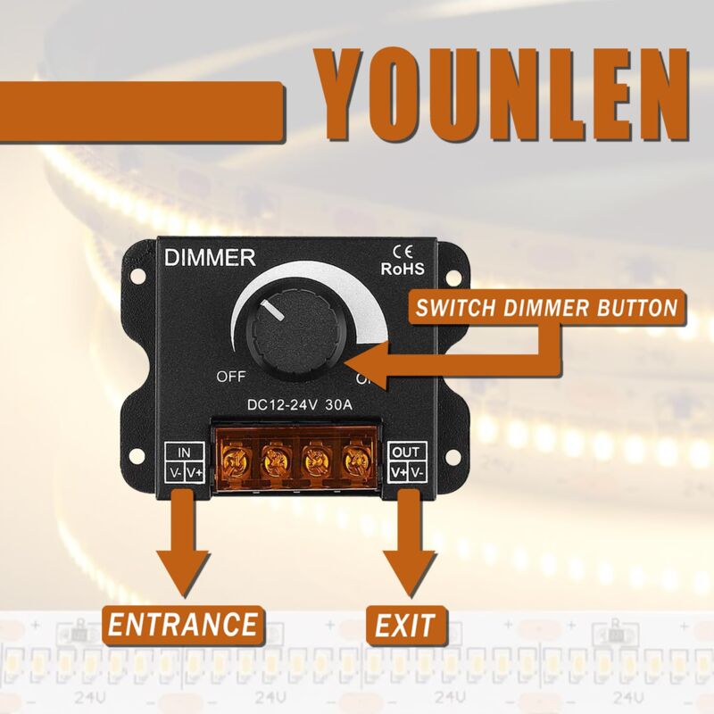 LED ROtary LED Dimmer Switch Dimming Controller Dc 12V-24V 30A Pwm Dimmer Knob For Adjusting Brightness(2 V1188-MS-227-2278
