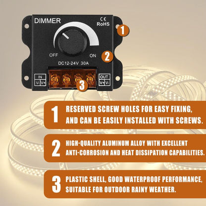 LED ROtary LED Dimmer Switch Dimming Controller Dc 12V-24V 30A Pwm Dimmer Knob For Adjusting Brightness(2 V1188-MS-227-2278
