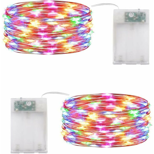 Christmas Fairy Lights LED Multicolor String Lights 2 Pack 10M 100 LEDs Battery Operated String Lights For V1188-MS-227-2279