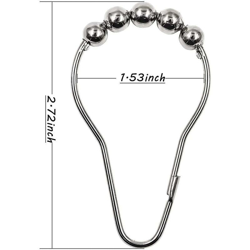 Stainless Steel Shower Rings, 12 Pieces Shower Curtain Hooks Small S Hooks For Bathroom Shower ROd (Silver) V1188-MS-227-2282