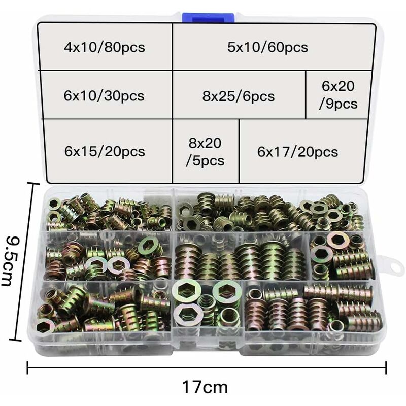 230 pcs Zinc Alloy Hex Threaded Insert Nuts Threaded Insert Nuts External Thread M4 M5 M6 M8 For Wood V1188-MS-227-2283