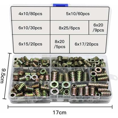 230 pcs Zinc Alloy Hex Threaded Insert Nuts Threaded Insert Nuts External Thread M4 M5 M6 M8 For Wood V1188-MS-227-2283