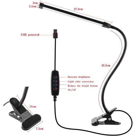 8W Dimmable Usb Desk Lamp With 3 Modes (Cool/Warm/Natural) 10 Brightness Levels LED Desk Lamp For Office, V1188-MS-227-2285