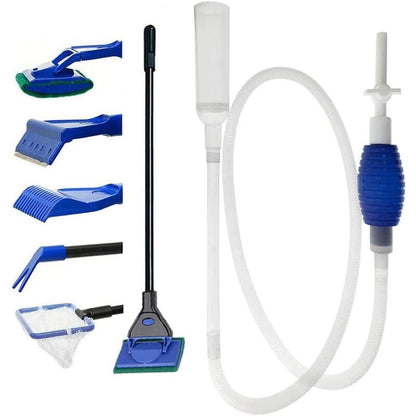 Aquarium Cleaning Kit - 5 In 1 Algae Scraper And Aquarium Gravel Cleaner - Hand Siphon Pump To Drain And V1188-MS-227-2286