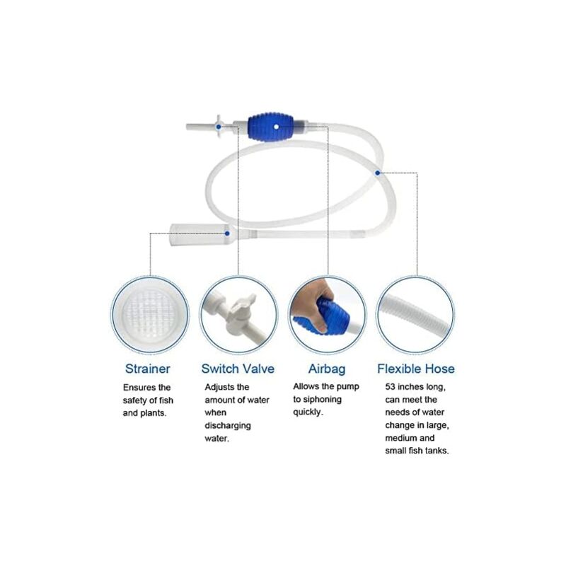 Aquarium Cleaning Kit - 5 In 1 Algae Scraper And Aquarium Gravel Cleaner - Hand Siphon Pump To Drain And V1188-MS-227-2286