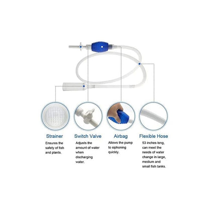 Aquarium Cleaning Kit - 5 In 1 Algae Scraper And Aquarium Gravel Cleaner - Hand Siphon Pump To Drain And V1188-MS-227-2286