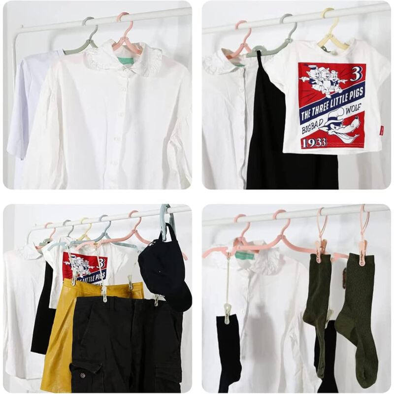 12 Pack Portable Foldable Plastic Travel Hangers Space Saving With Non-Slip Multi-Functional Travel V1188-MS-227-2287