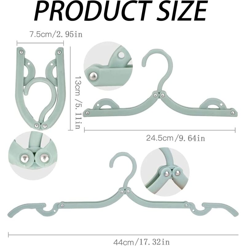 12 Pack Portable Foldable Plastic Travel Hangers Space Saving With Non-Slip Multi-Functional Travel V1188-MS-227-2287