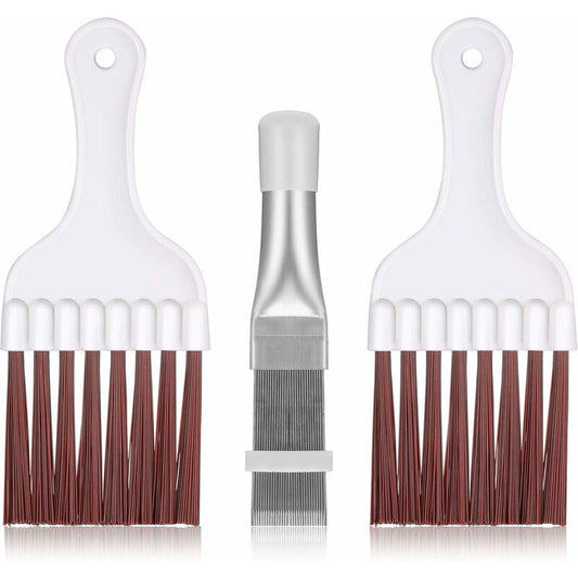 3 pcs Air Conditioner Condenser Cleaning Brush, Stainless Steel Air Conditioner Fin Cleaner, Refrigerator V1188-MS-227-2290