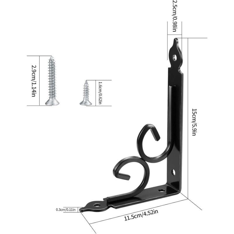 2 pcs Wall Shelf Brackets, 90 Degree Triangle Shelf Brackets, Metal Angle Bracket For Bookshelf, Kitchen - V1188-MS-227-2294