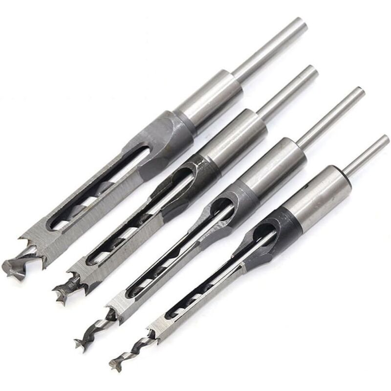 4 pcs Chisel Set Square Hole Drill Bits, Steel Hollow Chisel Woodworking Tools Set (1/4-1/2-5/16-3/8 Inch) V1188-MS-227-2295