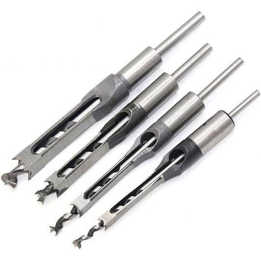 4 pcs Chisel Set Square Hole Drill Bits, Steel Hollow Chisel Woodworking Tools Set (1/4-1/2-5/16-3/8 Inch) V1188-MS-227-2295