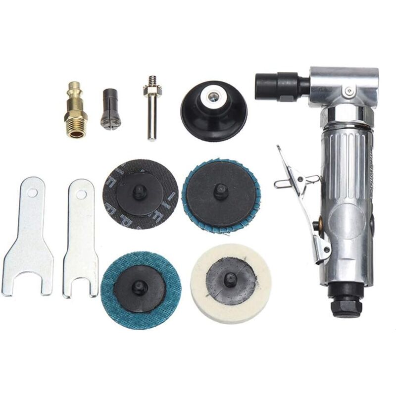 Air Die Grinder, 90 degrees Bend Angle Grinder - 1/4" Air Inlet - With 2" Sanding Disc - Pneumatic Sander V1188-MS-227-2297