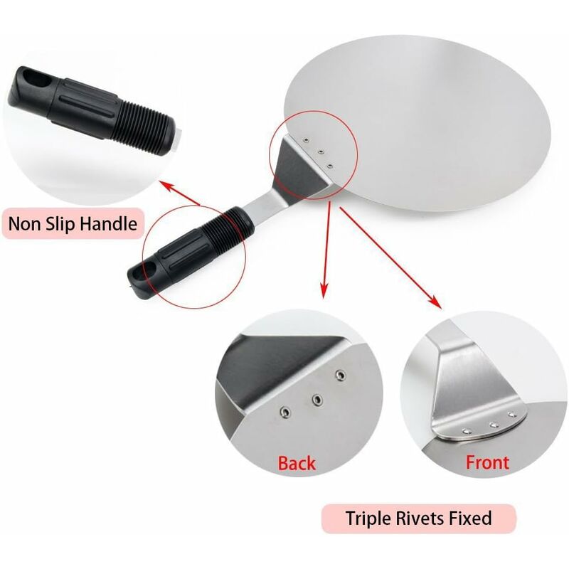 ROund Stainless Steel Pizza Peel With Non-Slip Handle Ideal For Cakes, Pizzas, Pies V1188-MS-227-2300
