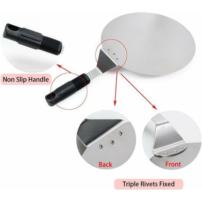 ROund Stainless Steel Pizza Peel With Non-Slip Handle Ideal For Cakes, Pizzas, Pies V1188-MS-227-2300
