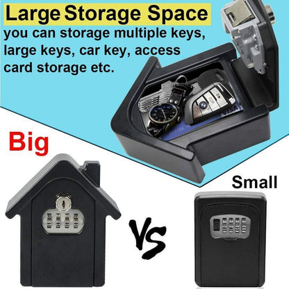 Wall Mounted Key Safe Box With Digital Code & Emergency Keys, Large Key Safe Box Xl Size Outdoor Key Safe For V1188-MS-227-2305