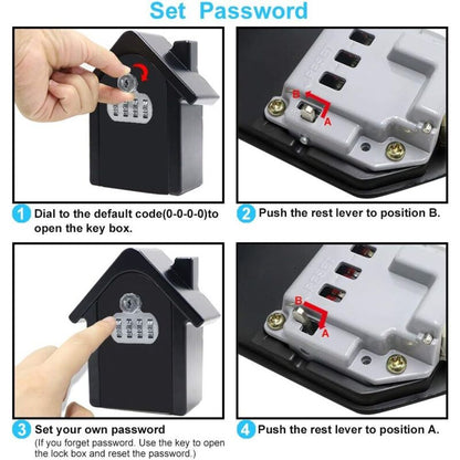 Wall Mounted Key Safe Box With Digital Code & Emergency Keys, Large Key Safe Box Xl Size Outdoor Key Safe For V1188-MS-227-2305