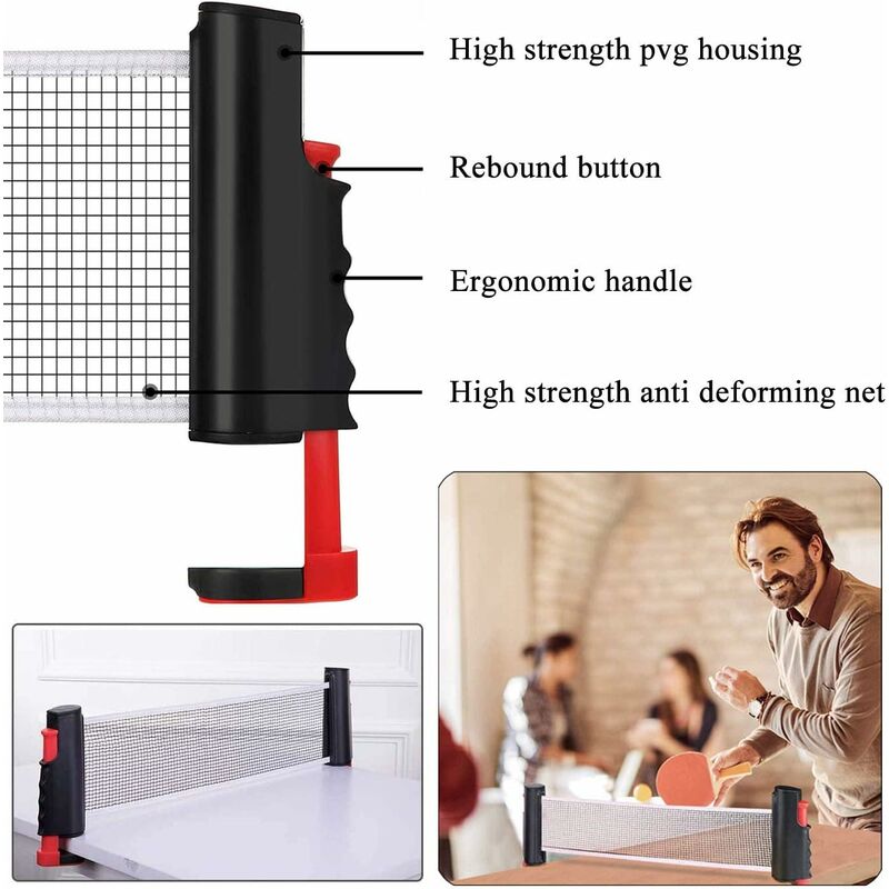 Retractable Table Tennis Net, Portable Table Tennis Net Stand, Perfect For Ping Pong Table, Desk, Dining V1188-MS-227-2308