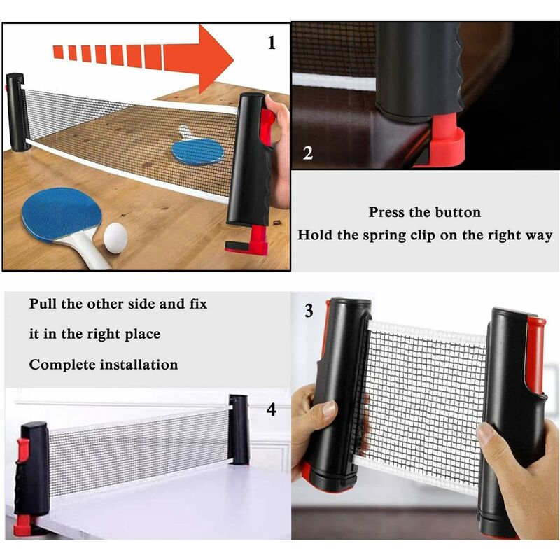 Retractable Table Tennis Net, Portable Table Tennis Net Stand, Perfect For Ping Pong Table, Desk, Dining V1188-MS-227-2308