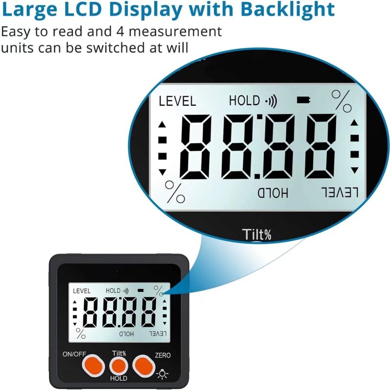 Digital Inclinometer Protractor 4 90 degrees Level Box Angle Finder Backlight Bevel Gauge Magnetic Base Gauge V1188-MS-227-2312