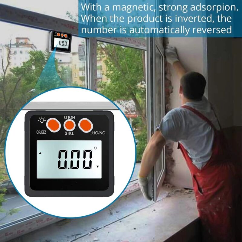 Digital Inclinometer Protractor 4 90 degrees Level Box Angle Finder Backlight Bevel Gauge Magnetic Base Gauge V1188-MS-227-2312