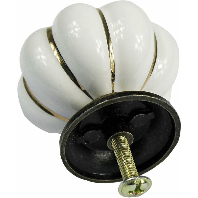 10 pcs Vintage European Style Ceramic Pumpkin Cabinet Knobs Dresser Cupboard Drawer Pull Handles White V1188-MS-227-2315
