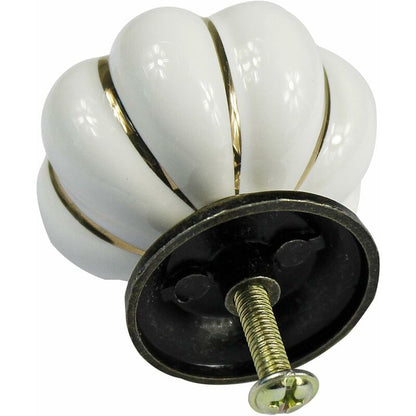 10 pcs Vintage European Style Ceramic Pumpkin Cabinet Knobs Dresser Cupboard Drawer Pull Handles White V1188-MS-227-2315