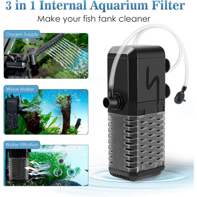 Adjustable Aquarium Filter 600L/H Aquarium Pump, Ultra-Quiet Internal Aquarium Filter Suitable For Aquariums V1188-MS-227-2316
