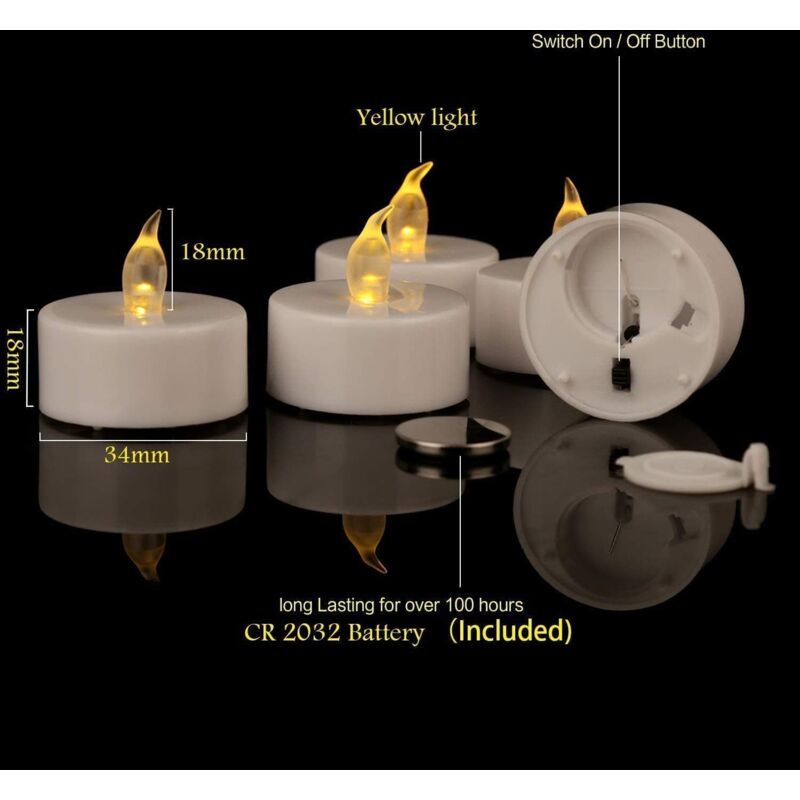 24 LED Flameless Tea Light Candles - Realistic & Bright, Battery Operated - Long Lasting For Wedding, V1188-MS-227-2322