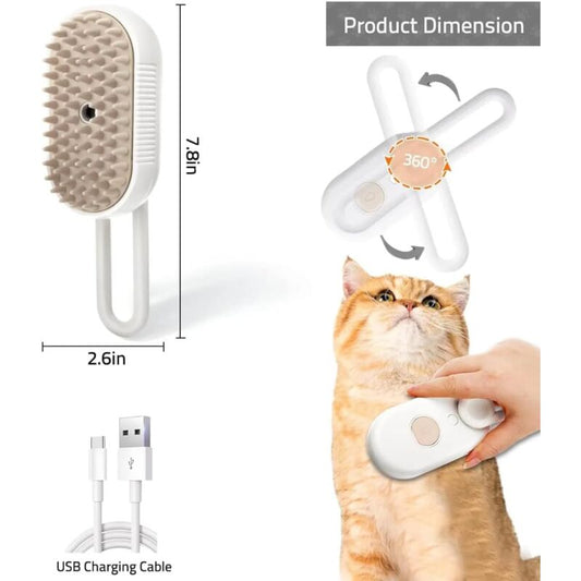 Electric Steam Brush For Dogs And Cats: Coat Care, Detangling, Relaxing Massage, Home Hygiene, Tangle V1188-MS-227-2333