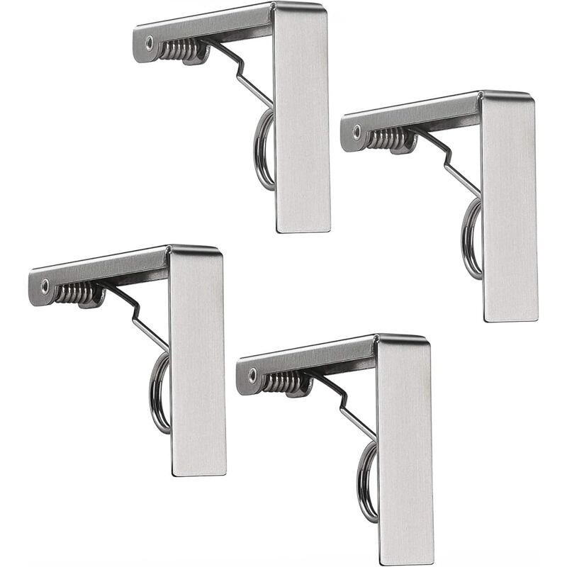 4 pcs Tablecloth Clips Set Stainless Steel Tablecloth Clips Anti-Slip Spring Loaded Tablecloth Holder V1188-MS-227-2350
