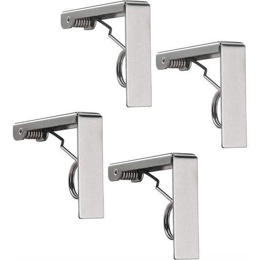 4 pcs Tablecloth Clips Set Stainless Steel Tablecloth Clips Anti-Slip Spring Loaded Tablecloth Holder V1188-MS-227-2350