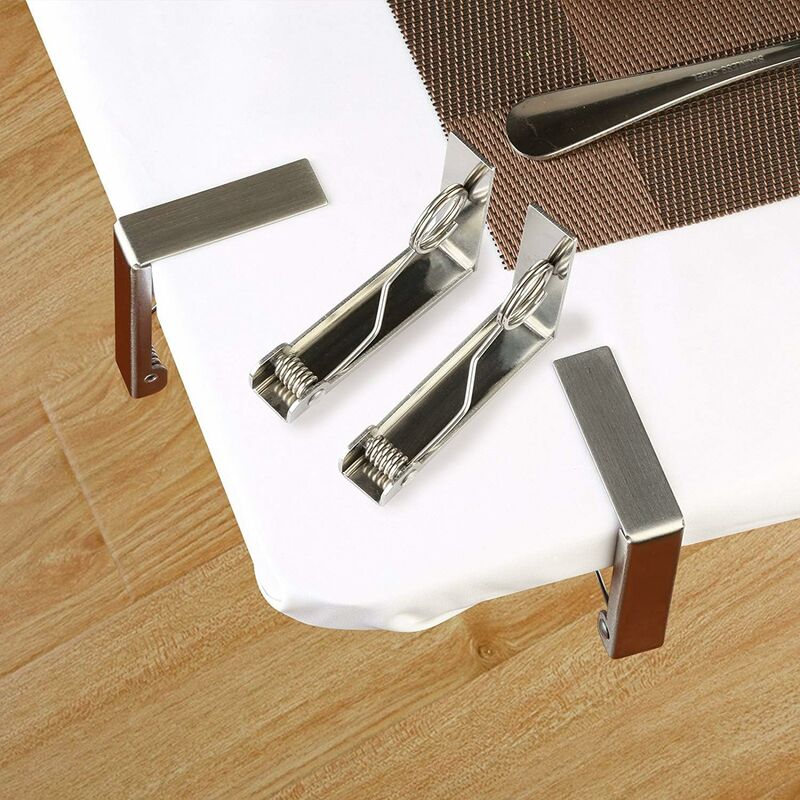 4 pcs Tablecloth Clips Set Stainless Steel Tablecloth Clips Anti-Slip Spring Loaded Tablecloth Holder V1188-MS-227-2350