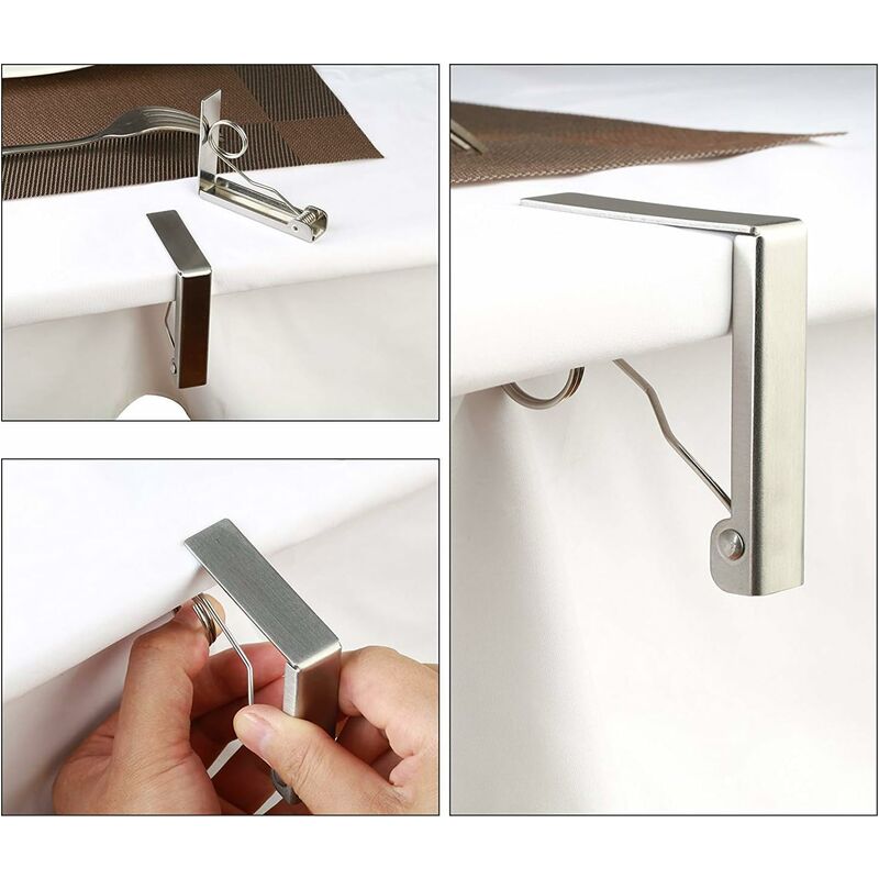 4 pcs Tablecloth Clips Set Stainless Steel Tablecloth Clips Anti-Slip Spring Loaded Tablecloth Holder V1188-MS-227-2350