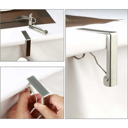 4 pcs Tablecloth Clips Set Stainless Steel Tablecloth Clips Anti-Slip Spring Loaded Tablecloth Holder V1188-MS-227-2350