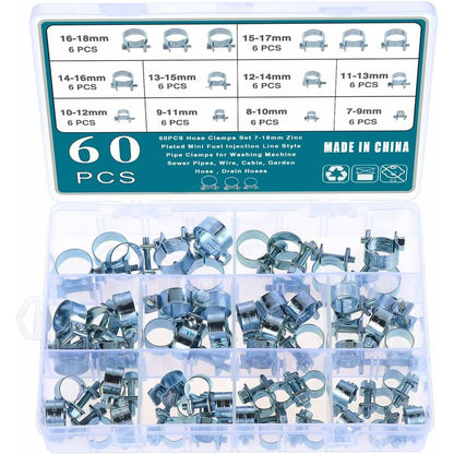60 pcs Galvanized Silicone Fuel Hose Clamps V1188-MS-227-2358