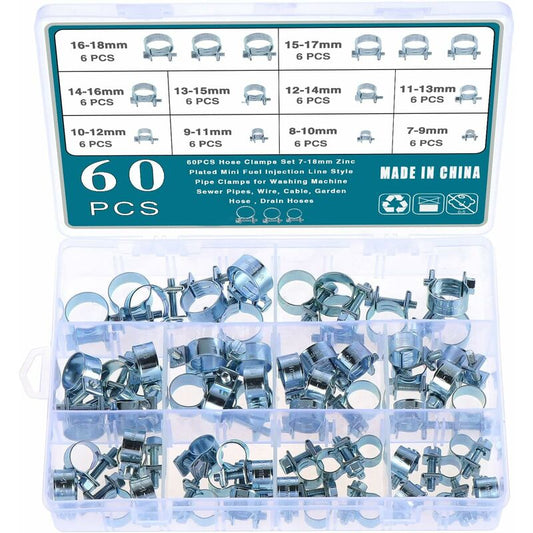 60 pcs Galvanized Silicone Fuel Hose Clamps V1188-MS-227-2358