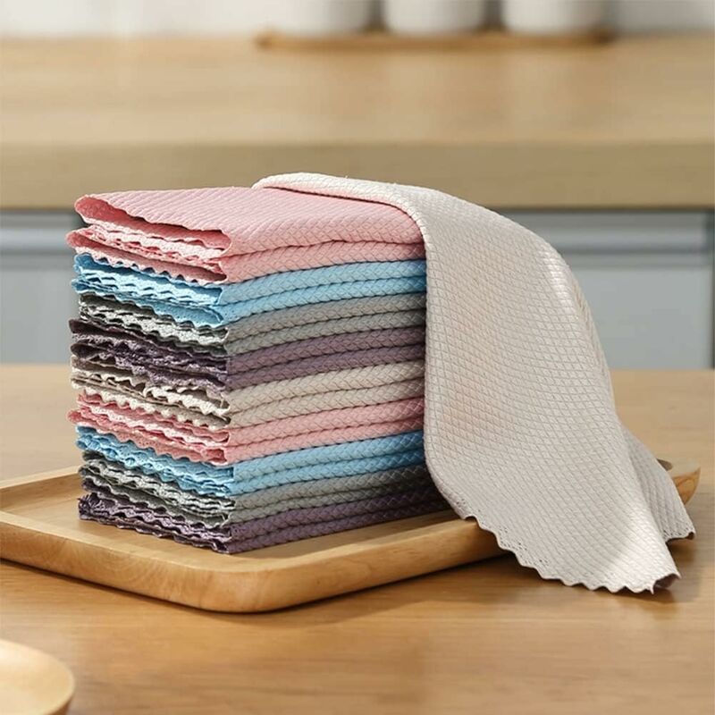 Microfiber Cleaning Cloths 10 Fish Scale Cleaning Cloth 25X25Cm, Eco-Friendly Reusable Towel For Kitchen V1188-MS-227-2365