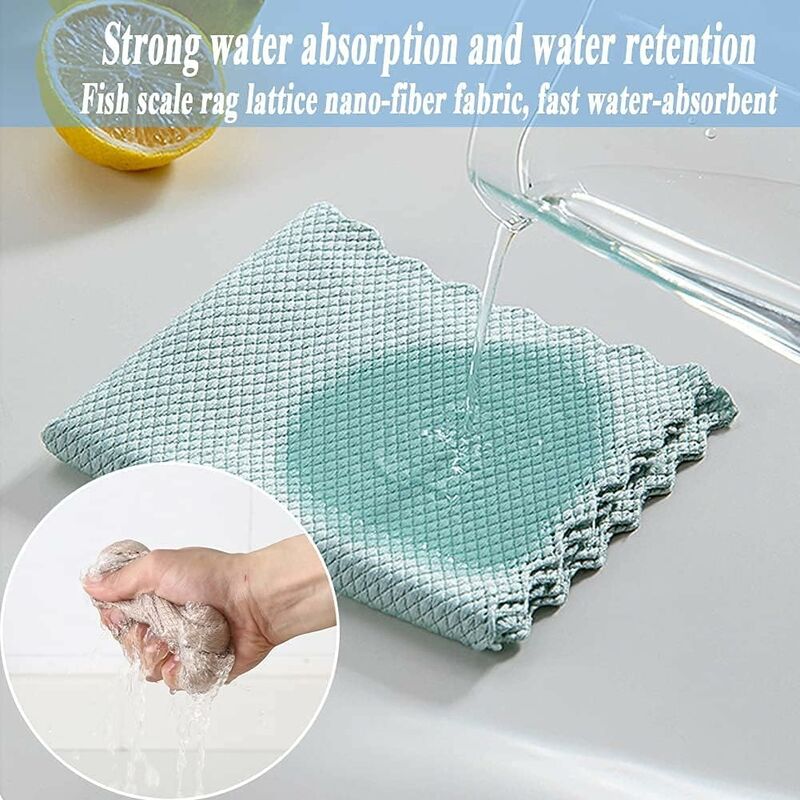 Microfiber Cleaning Cloths 10 Fish Scale Cleaning Cloth 25X25Cm, Eco-Friendly Reusable Towel For Kitchen V1188-MS-227-2365